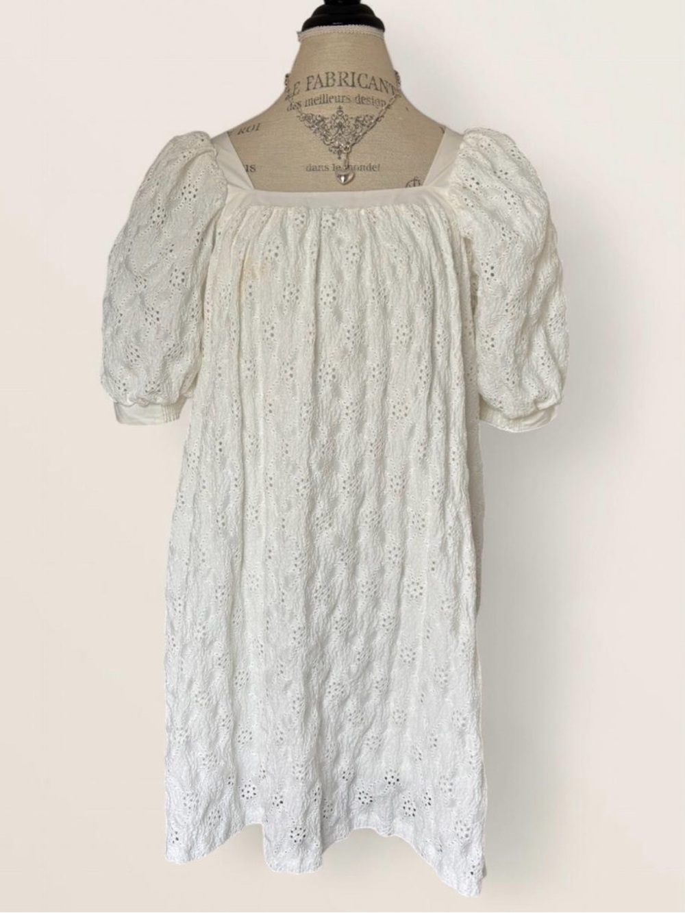 Anthropologie Maeve White Lace Square-Neck Sundress